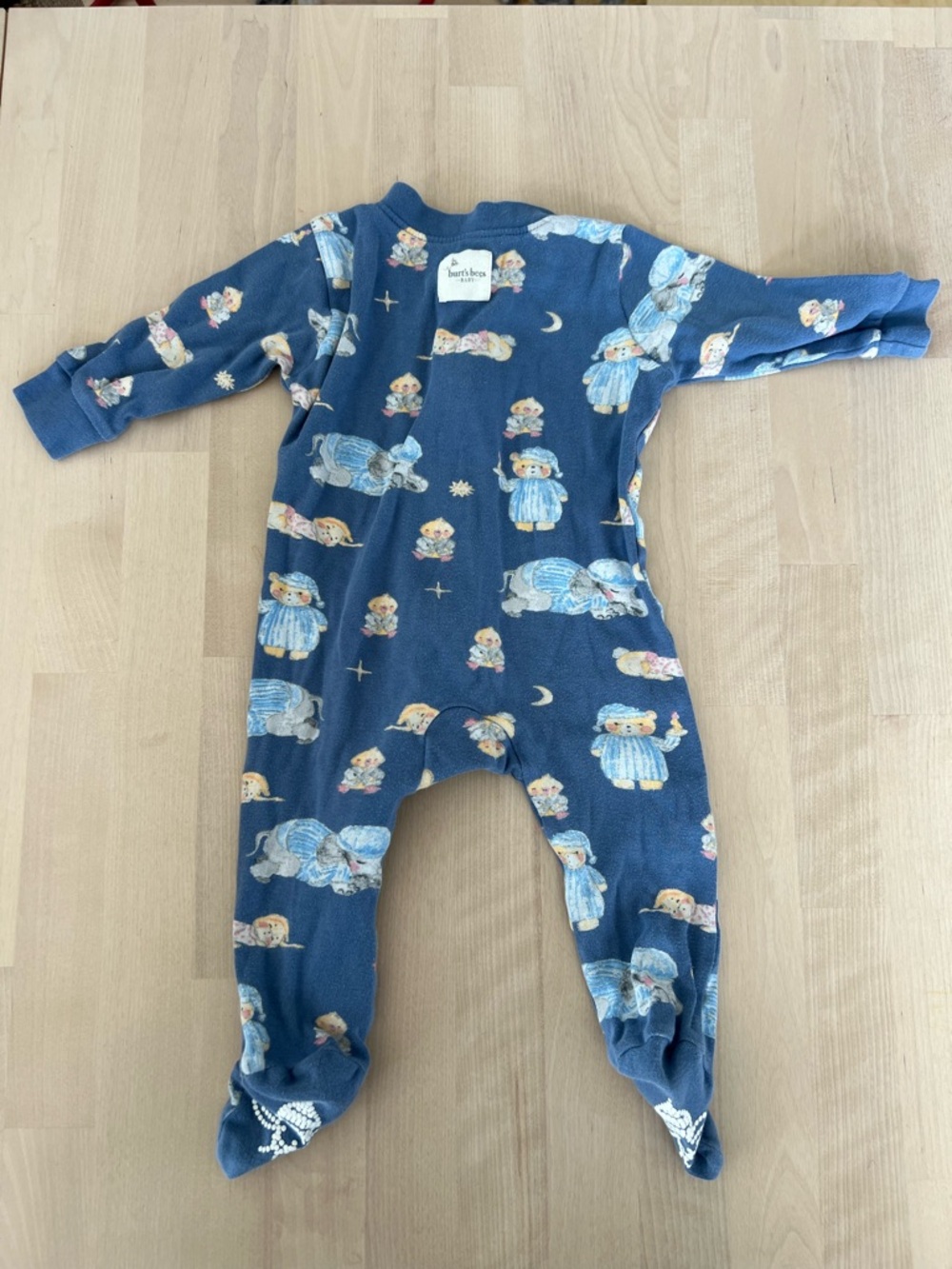 Burt’s Bees Baby Organic Cotton Sleepy Creatures Blue Footie Pajamas 6–9 Months